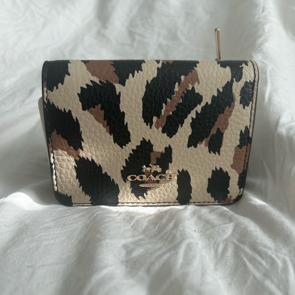 Coach Black and Tan Animal Print Wallet